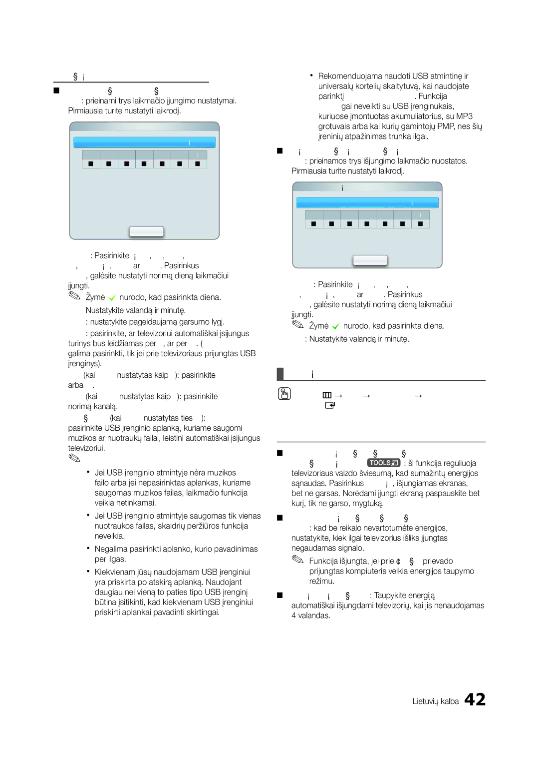 Samsung LT27A950EX/EN manual Ekonom. sprendimas, Ekonomiškumo sprendimai, Nustatymai Pasirinkite Išjungti,Kartą, Kasdien,Pr 