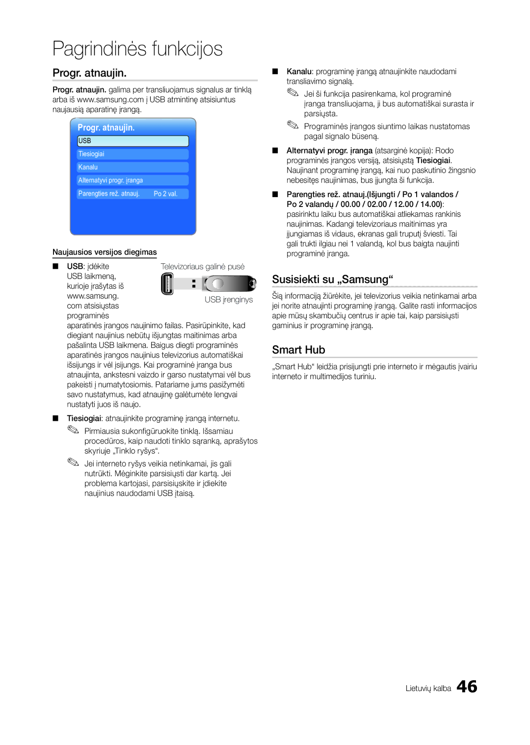 Samsung LT27A950EX/EN, LT27A950EXL/EN, LT27A750EX/EN, LT27B750EW/EN manual Progr. atnaujin, Susisiekti su „Samsung, Smart Hub 