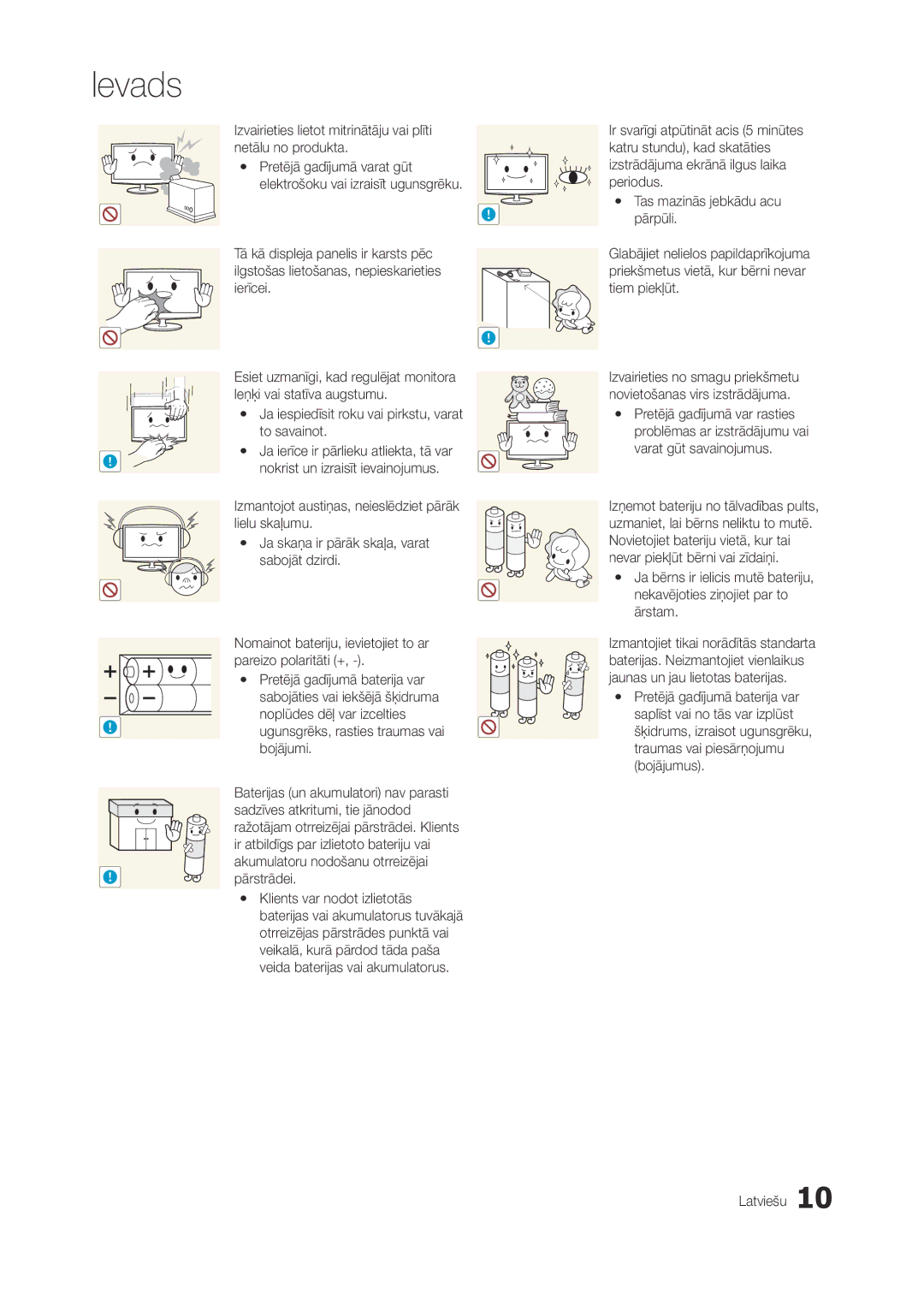 Samsung LT27A950EX/EN, LT27A950EXL/EN, LT27A750EX/EN manual Izvairieties lietot mitrinātāju vai plīti netālu no produkta 