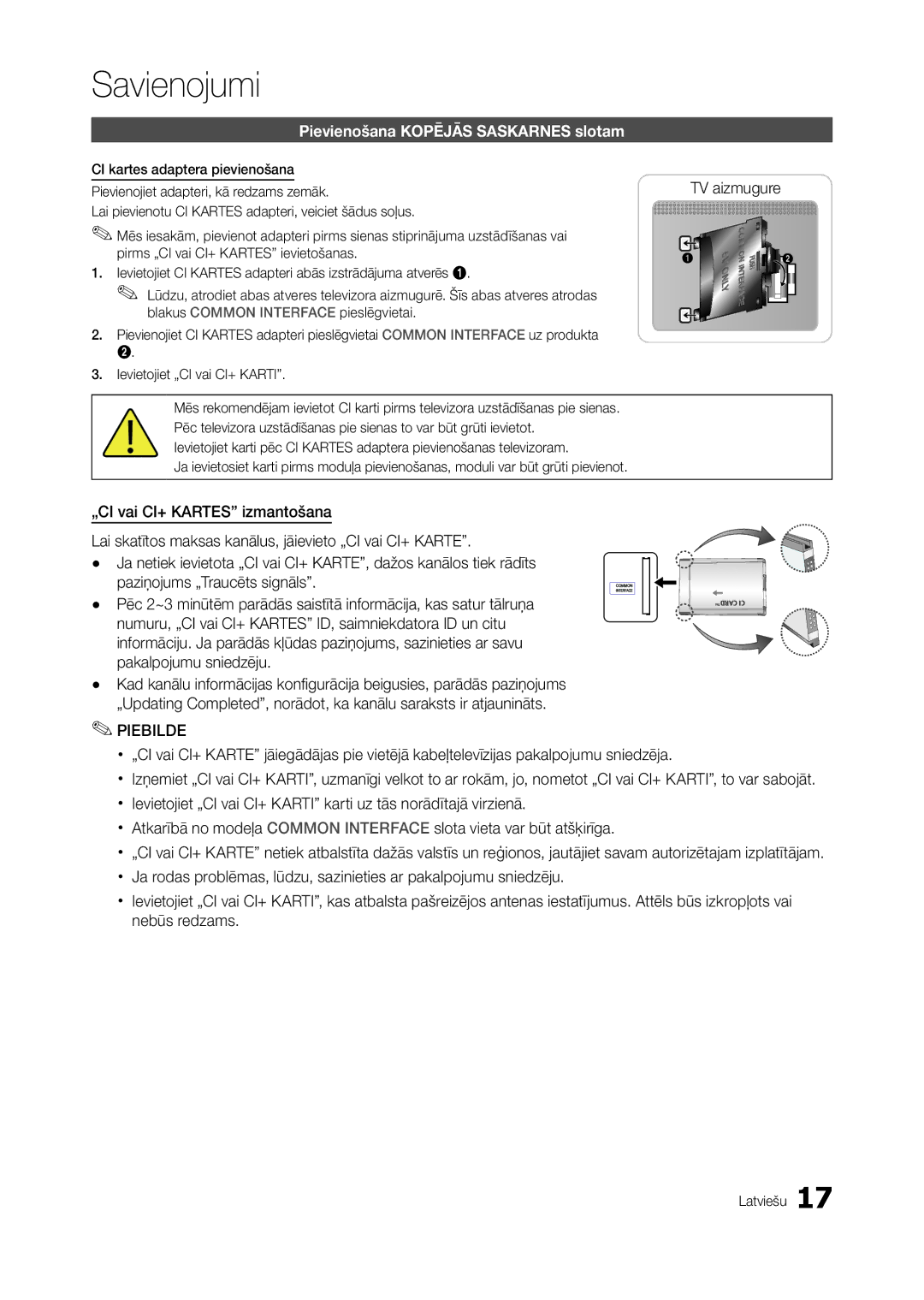 Samsung LT27A750EX/EN, LT27A950EXL/EN, LT27A950EX/EN, LT27B750EW/EN manual Pievienošana Kopējās Saskarnes slotam, Piebilde 