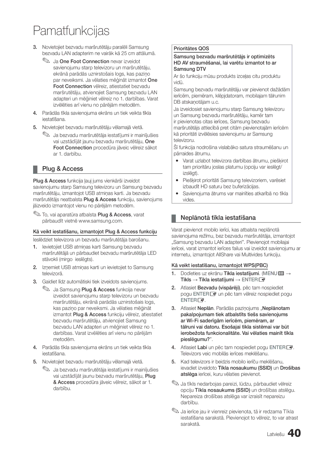 Samsung LT27A950EXL/EN, LT27A750EX/EN, LT27A950EX/EN, LT27B750EW/EN manual Plug & Access, Neplānotā tīkla iestatīšana 