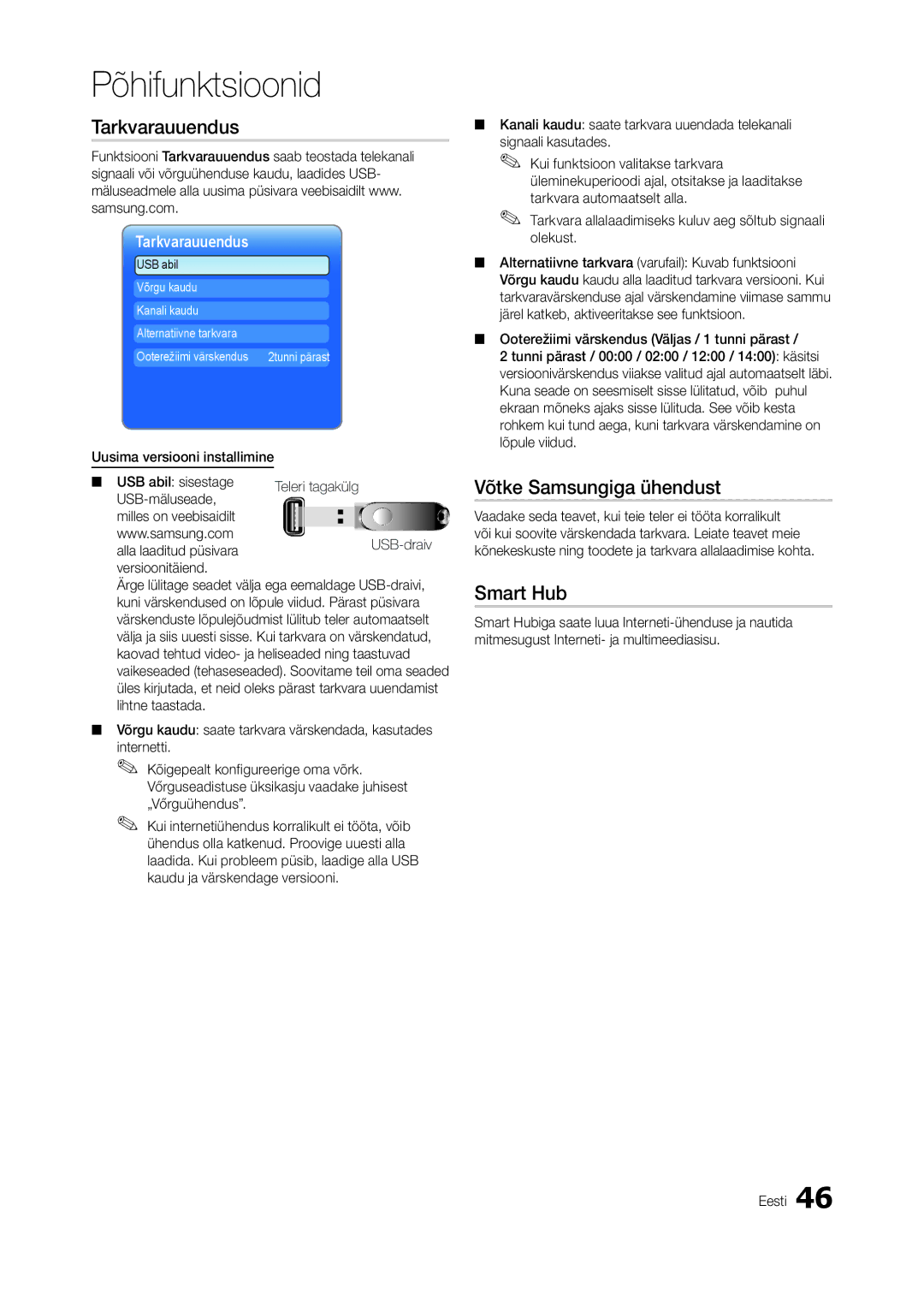 Samsung LT27A950EX/EN, LT27A950EXL/EN, LT27A750EX/EN, LT27B750EW/EN Tarkvarauuendus, Võtke Samsungiga ühendust, Smart Hub 