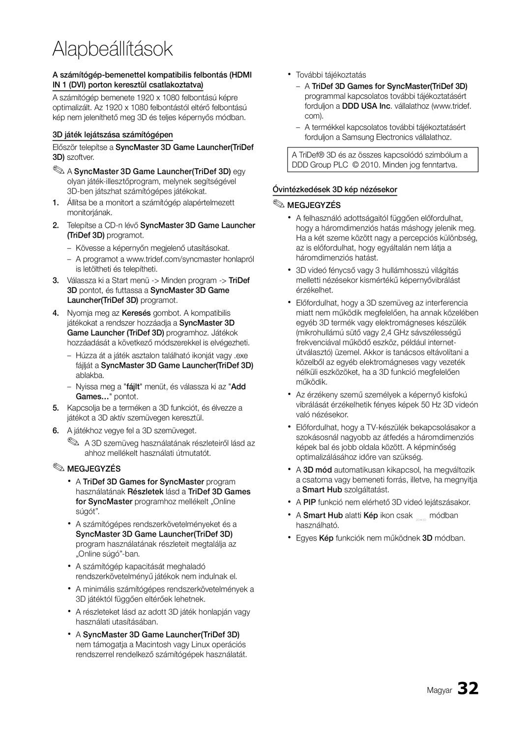 Samsung LT27A950EX/EN, LT27A950EXL/EN, LT27B750EWV/EN manual Xx További tájékoztatás, Óvintézkedések 3D kép nézésekor 