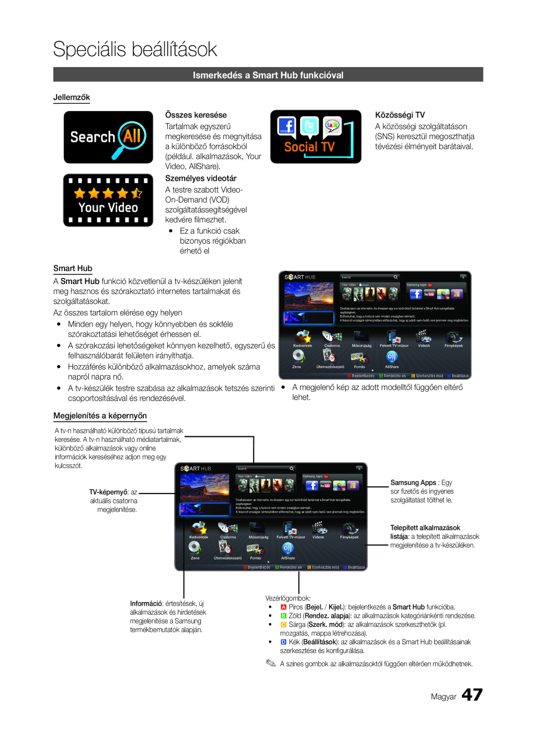 Samsung LT27B750EW/EN, LT27A950EXL/EN Ismerkedés a Smart Hub funkcióval, Jellemzők Összes keresése, Személyes videotár 