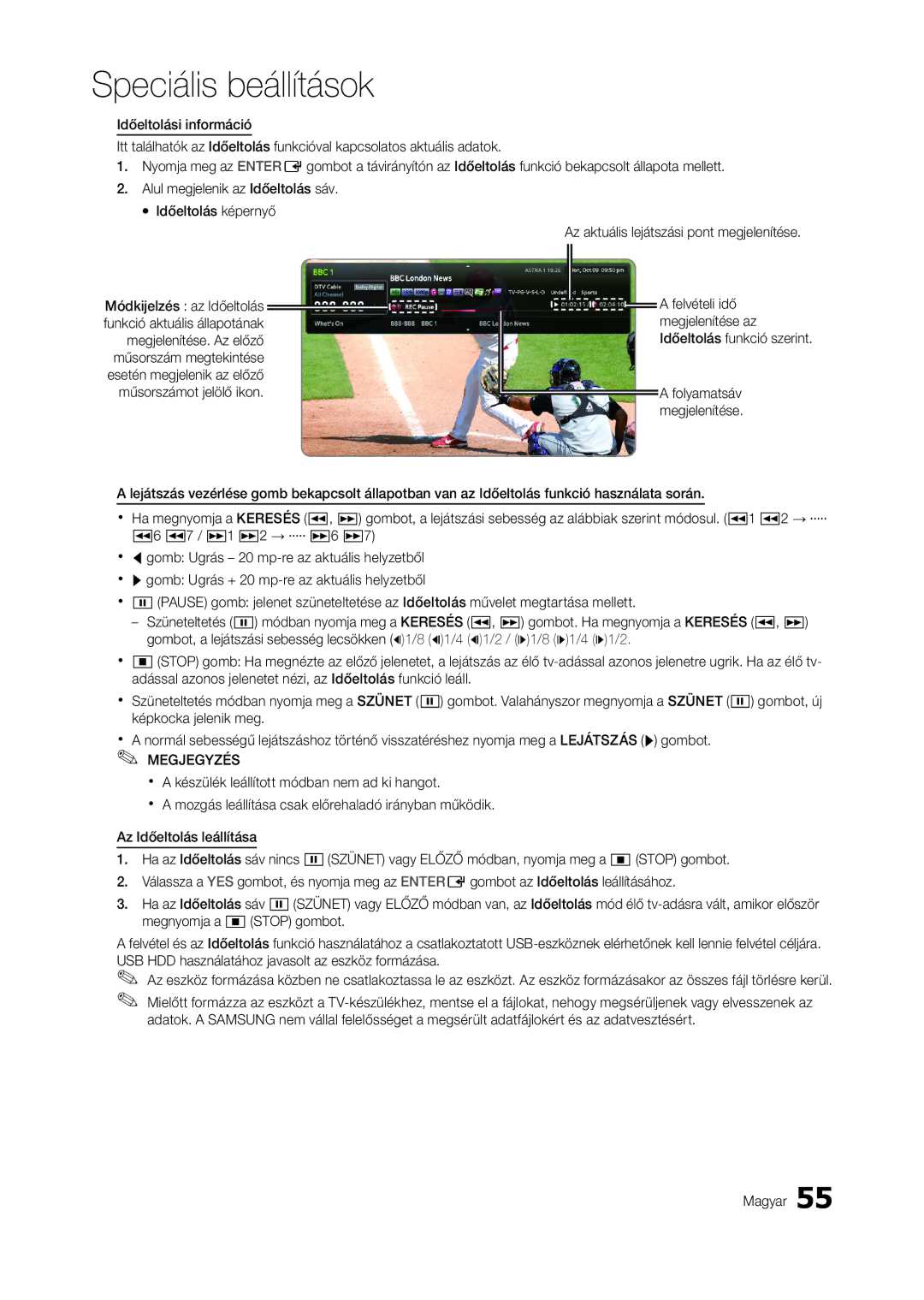 Samsung LT23A750EXL/EN, LT27A950EXL/EN, LT27B750EWV/EN Az aktuális lejátszási pont megjelenítése, Folyamatsáv megjelenítése 