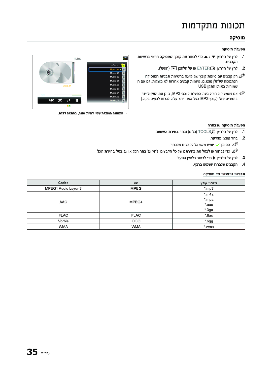 Samsung LT23B350MA/CH, LT27B300MA/CH manual הרחבנש הקיסומ תלעפה 