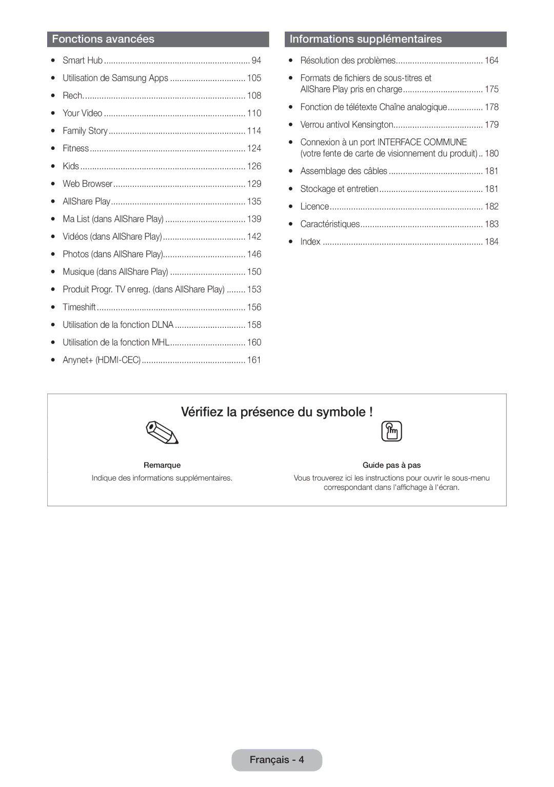 Samsung LT27B550EW/EN 164, Formats de fichiers de sous-titres et, 175, 178, 179, Connexion à un port Interface Commune 