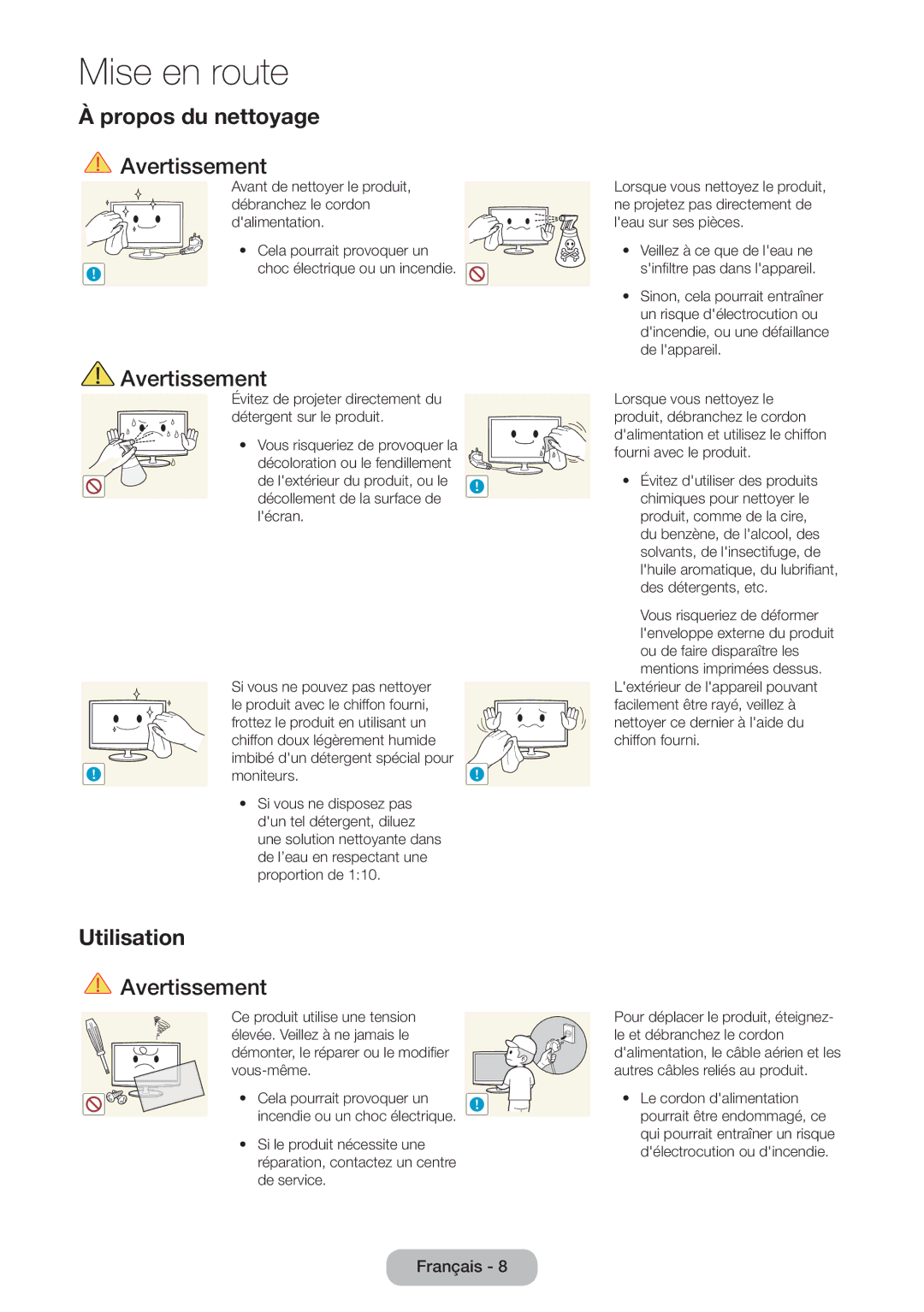 Samsung LT27B550EW/EN, LT23B550EW/EN manual Propos du nettoyage 