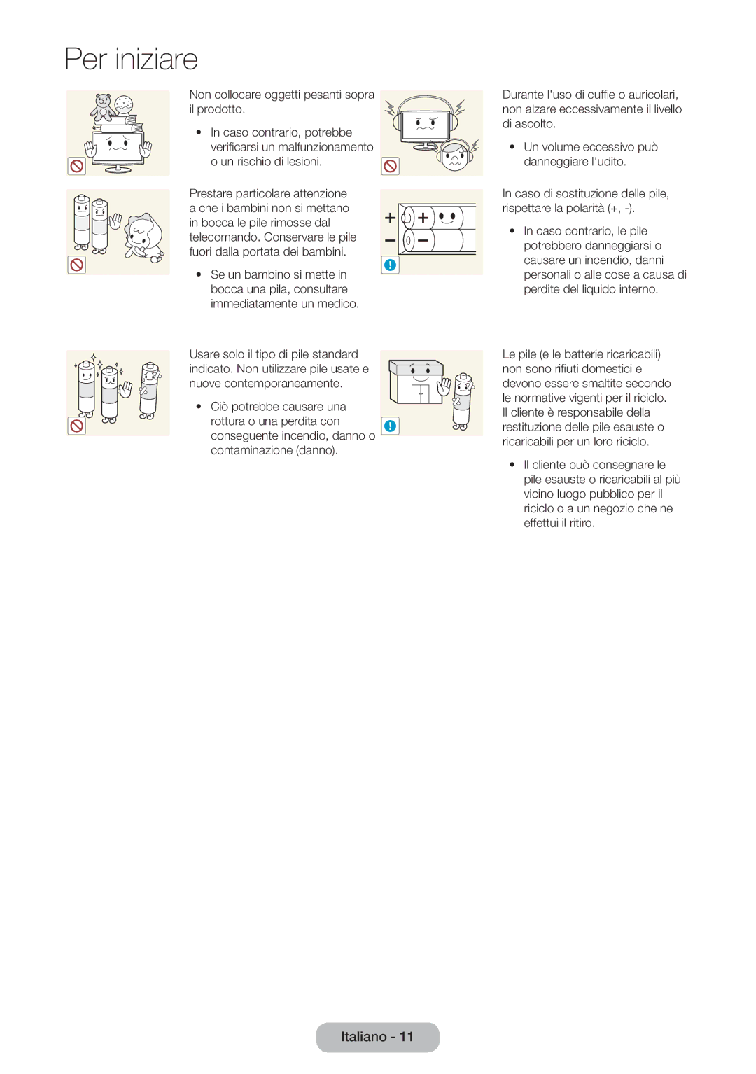 Samsung LT23B550EW/EN, LT27B550EW/EN manual Non collocare oggetti pesanti sopra il prodotto 