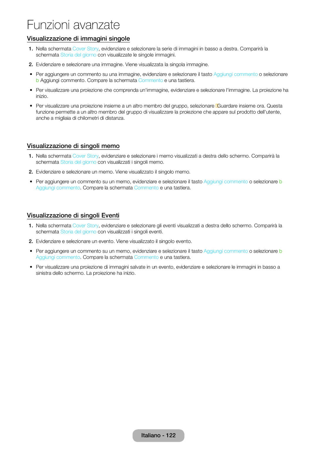 Samsung LT27B550EW/EN, LT23B550EW/EN manual Visualizzazione di immagini singole, Visualizzazione di singoli memo 