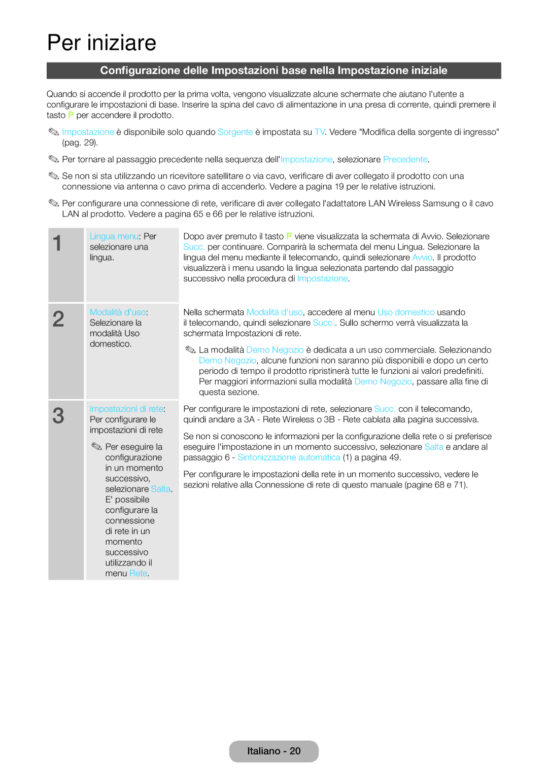 Samsung LT27B550EW/EN, LT23B550EW/EN manual Modalità duso, Impostazioni di rete 