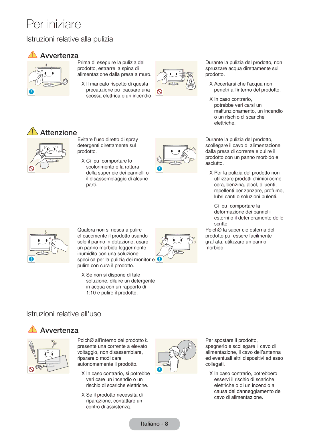 Samsung LT27B550EW/EN, LT23B550EW/EN manual Istruzioni relative alla pulizia 