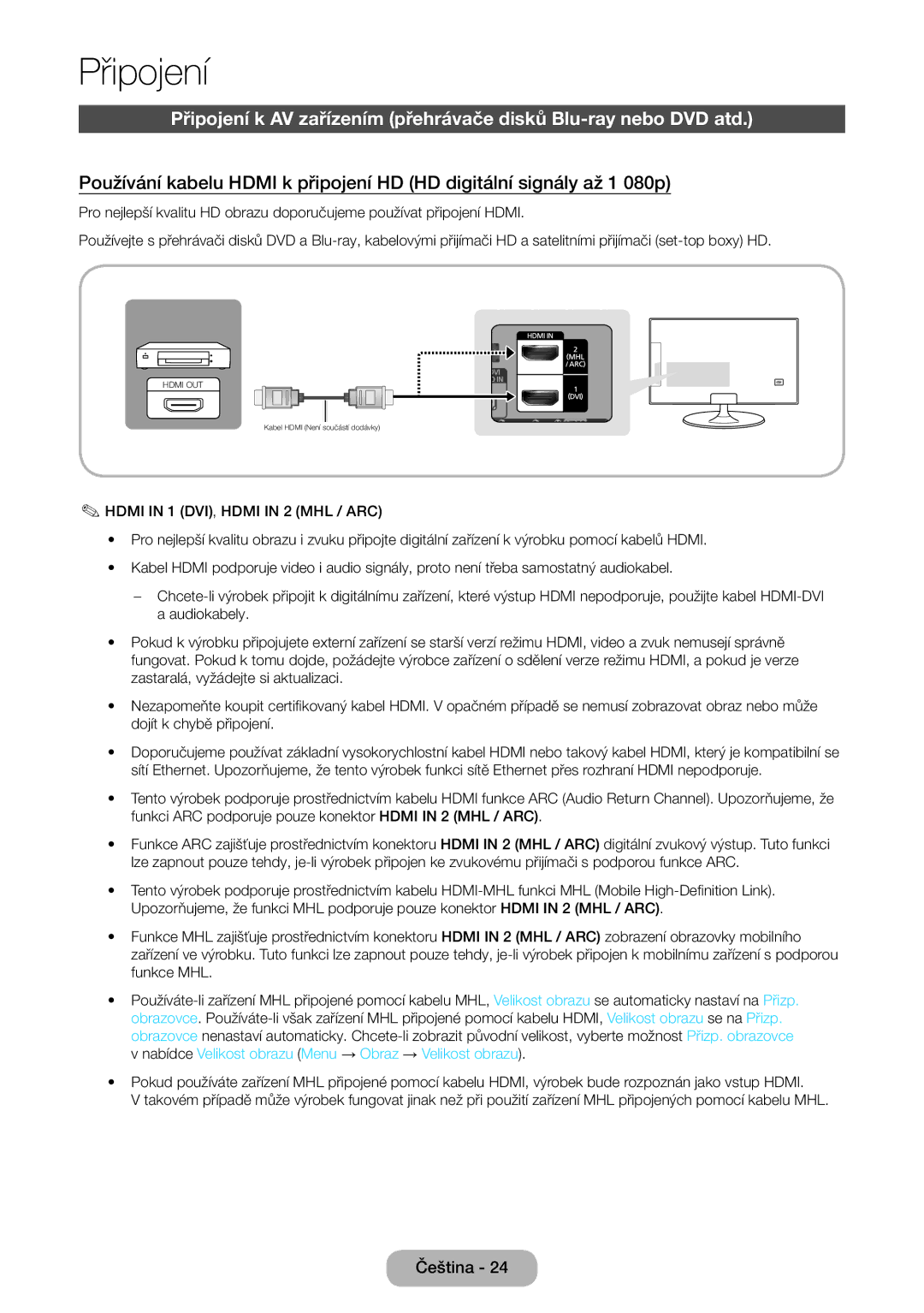 Samsung LT27B550EW/EN manual Připojení 