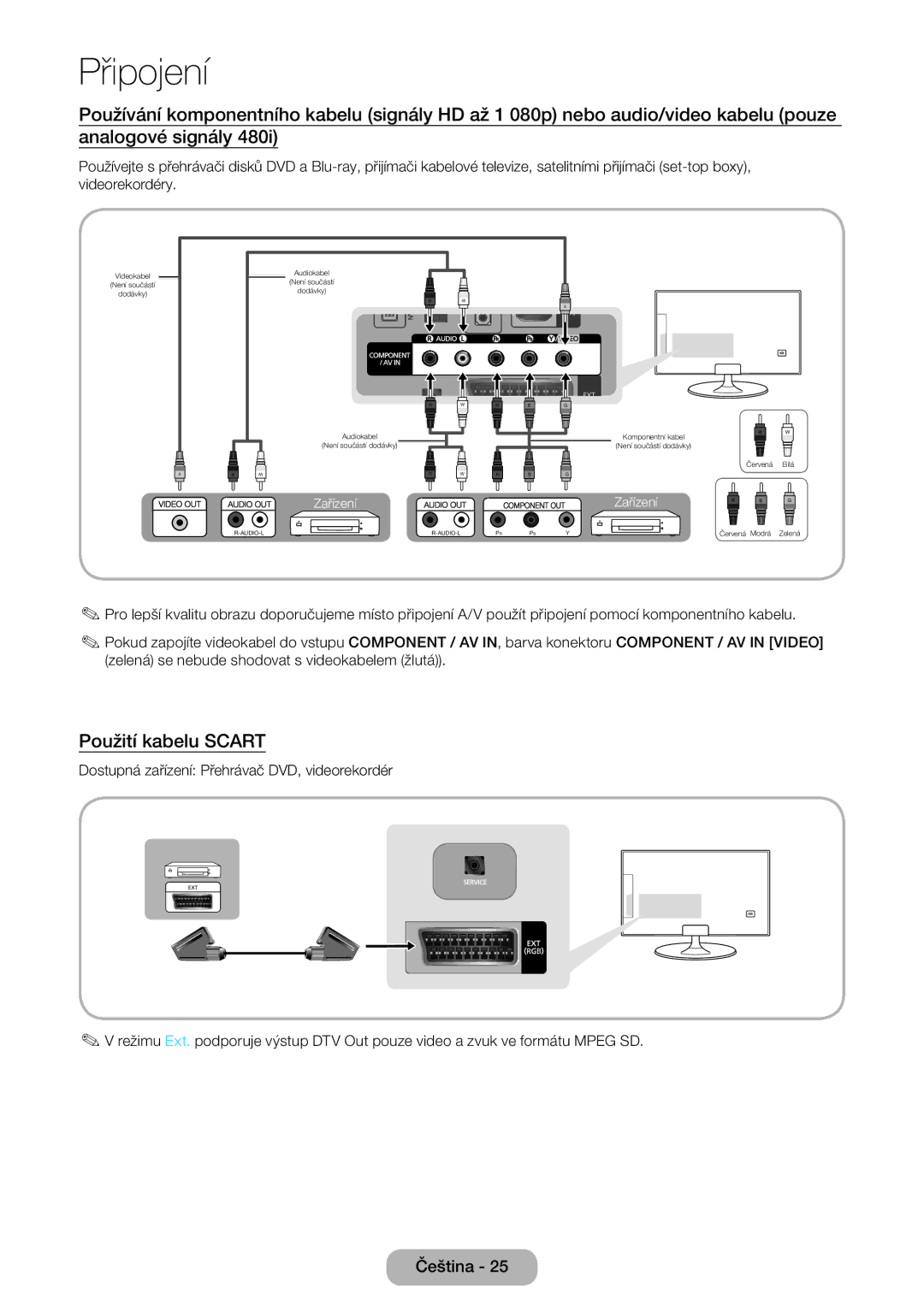 Samsung LT27B550EW/EN manual Použití kabelu Scart 