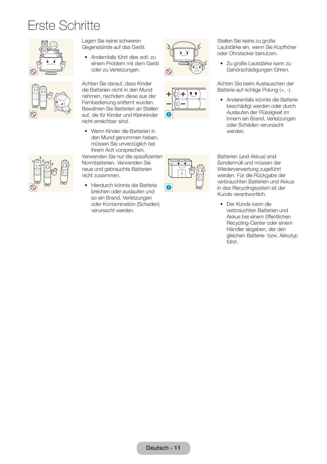 Samsung LT23B550EW/EN, LT27B550EWV/EN, LT27B551EWV/EN, LT27B550EW/EN manual Legen Sie keine schweren Gegenstände auf das Gerät 