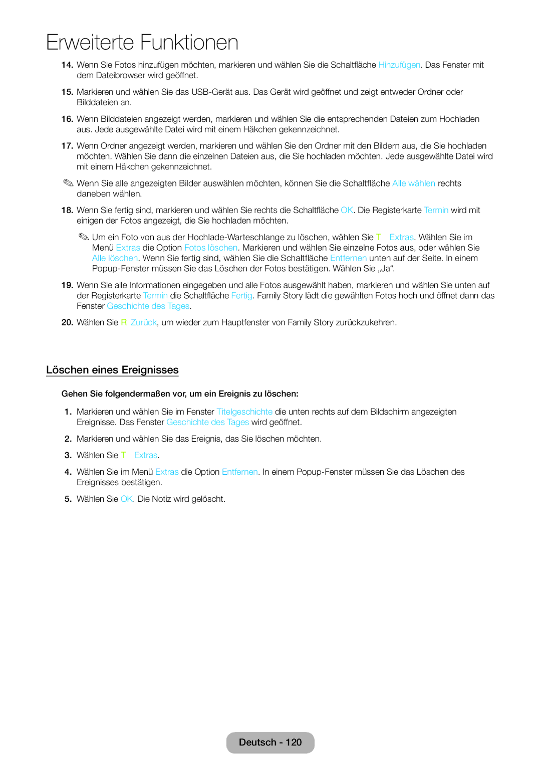 Samsung LT27B550EWV/EN, LT27B551EWV/EN, LT27B550EW/EN, LT23B550EW/EN manual Löschen eines Ereignisses 