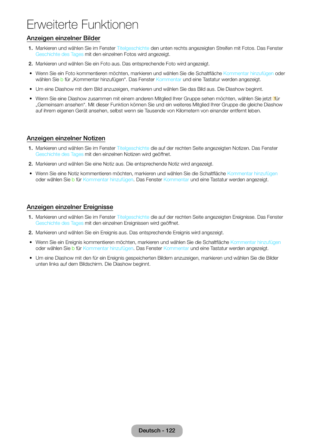 Samsung LT27B550EW/EN, LT27B550EWV/EN Anzeigen einzelner Bilder, Anzeigen einzelner Notizen, Anzeigen einzelner Ereignisse 