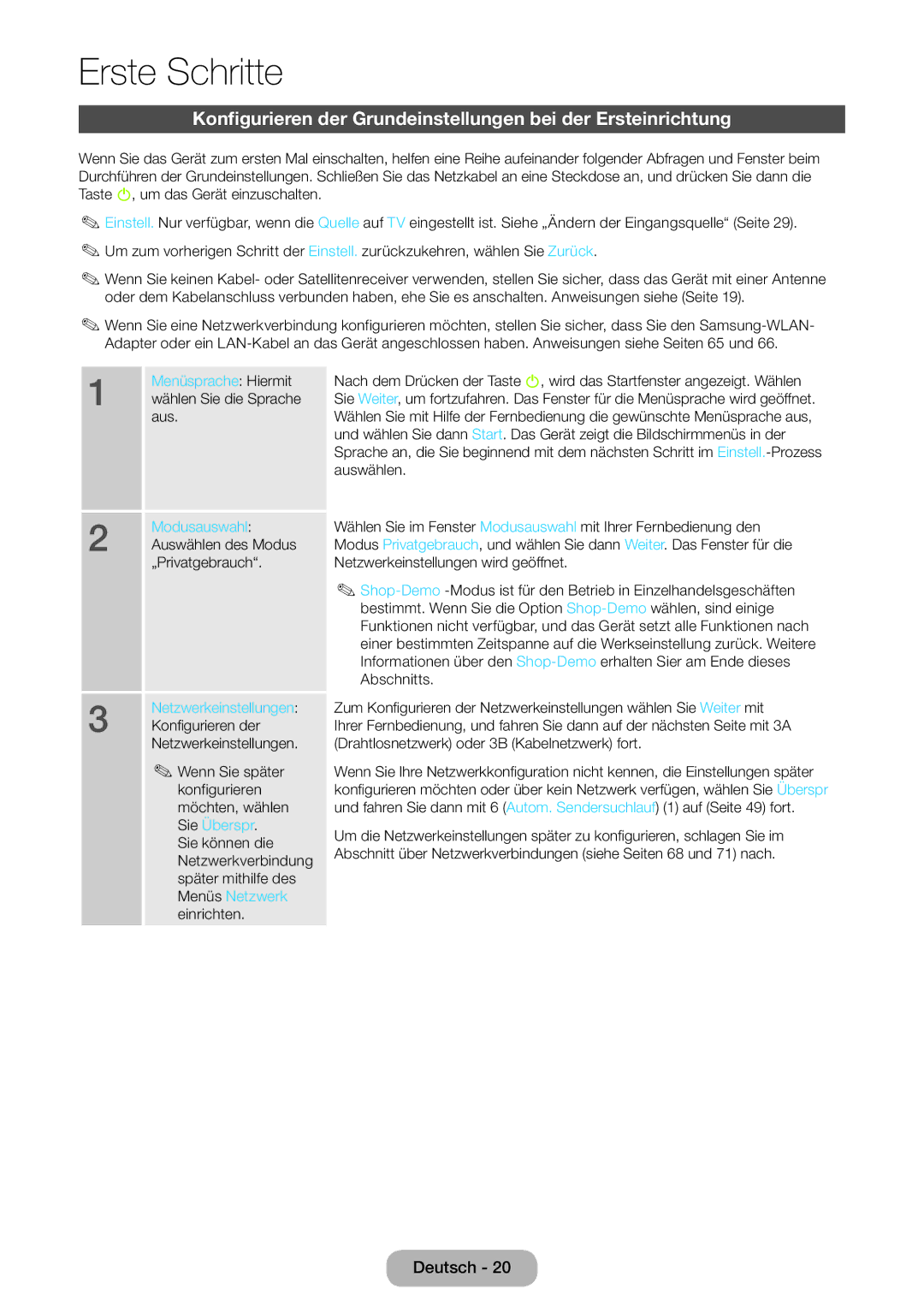 Samsung LT27B550EWV/EN manual Menüsprache Hiermit, Modusauswahl, Netzwerkeinstellungen, Sie Überspr, Menüs Netzwerk 