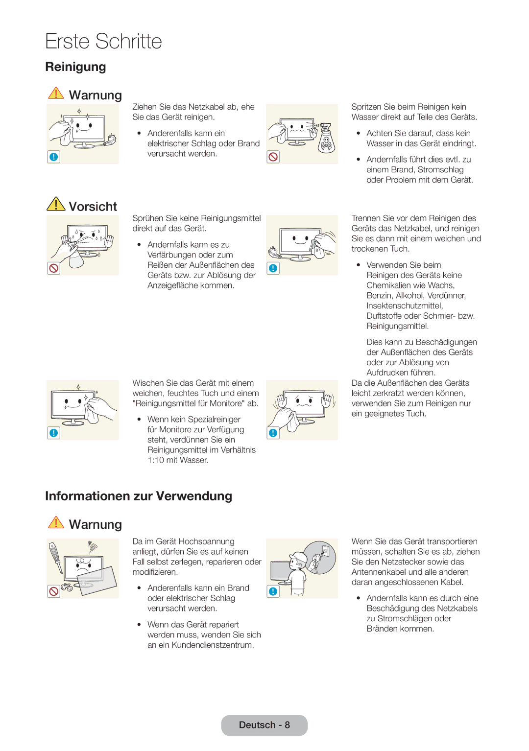 Samsung LT27B550EWV/EN, LT27B551EWV/EN, LT27B550EW/EN, LT23B550EW/EN manual Reinigung 