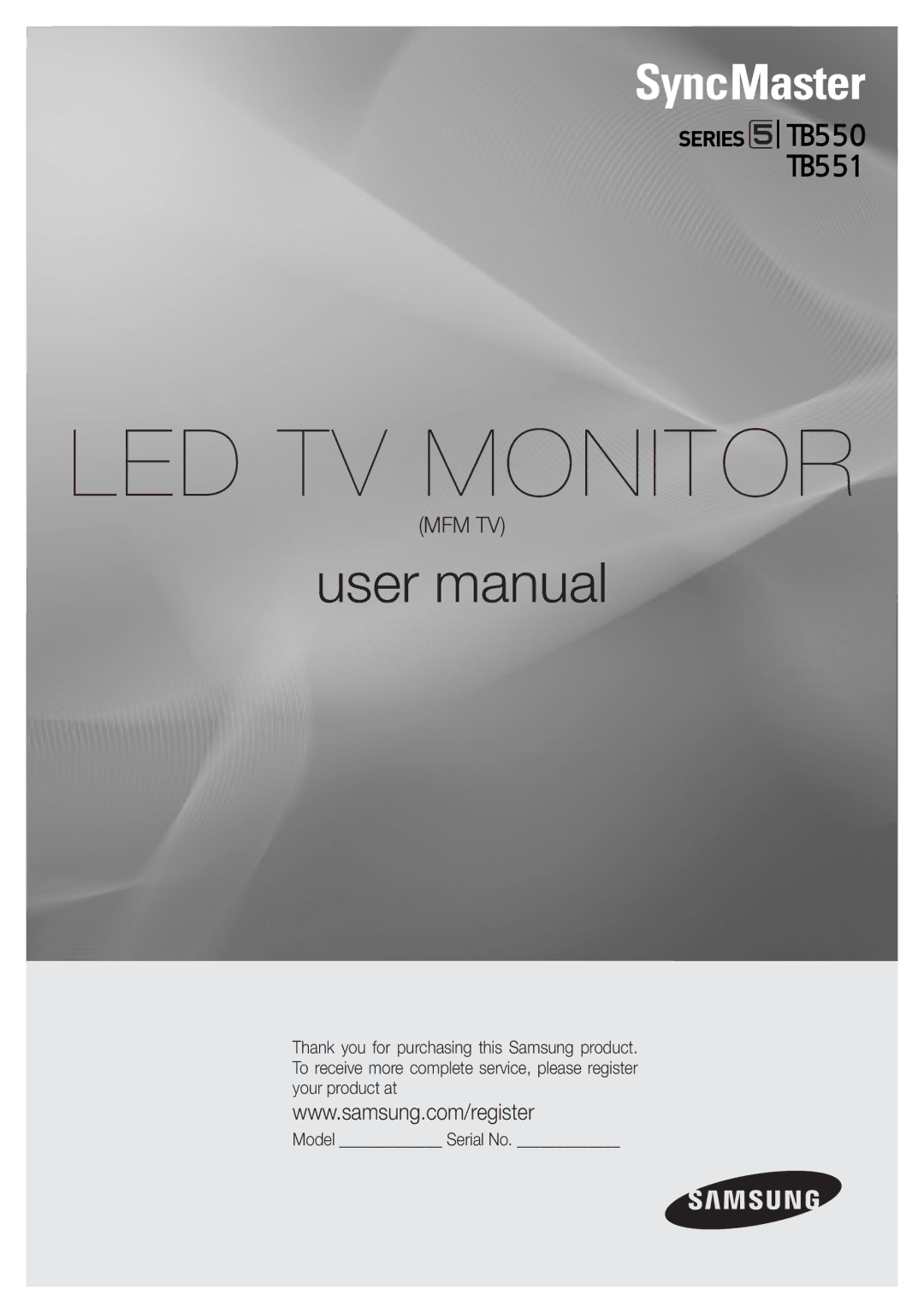 Samsung LT23B551EW/EN, LT27B551EW/EN manual LED TV Monitor 