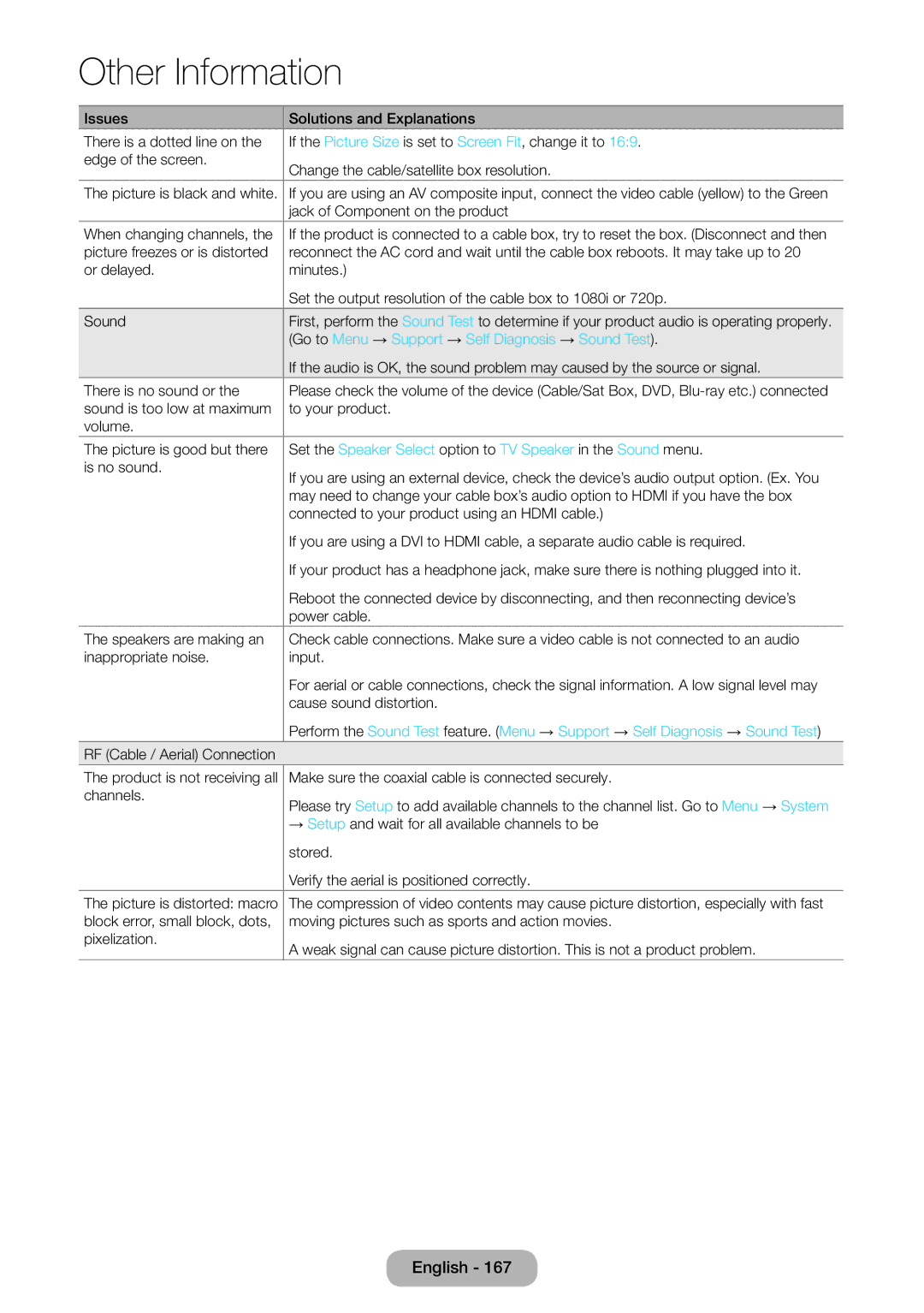 Samsung LT23B551EW/EN, LT27B551EW/EN manual Go to Menu → Support → Self Diagnosis → Sound Test 