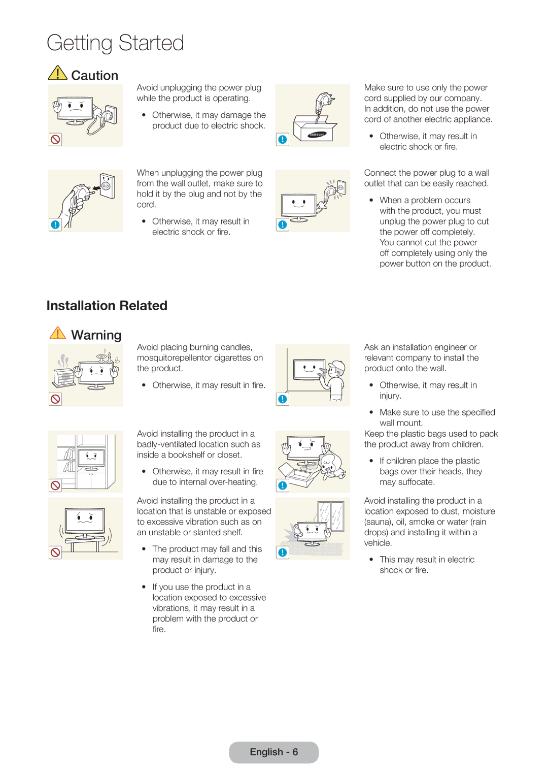 Samsung LT27B551EW/EN, LT23B551EW/EN manual Installation Related 