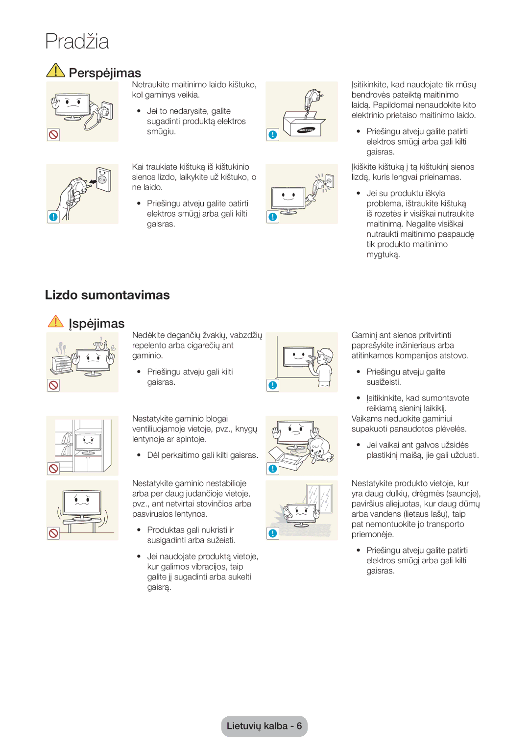 Samsung LT27B750EW/EN manual Lizdo sumontavimas 