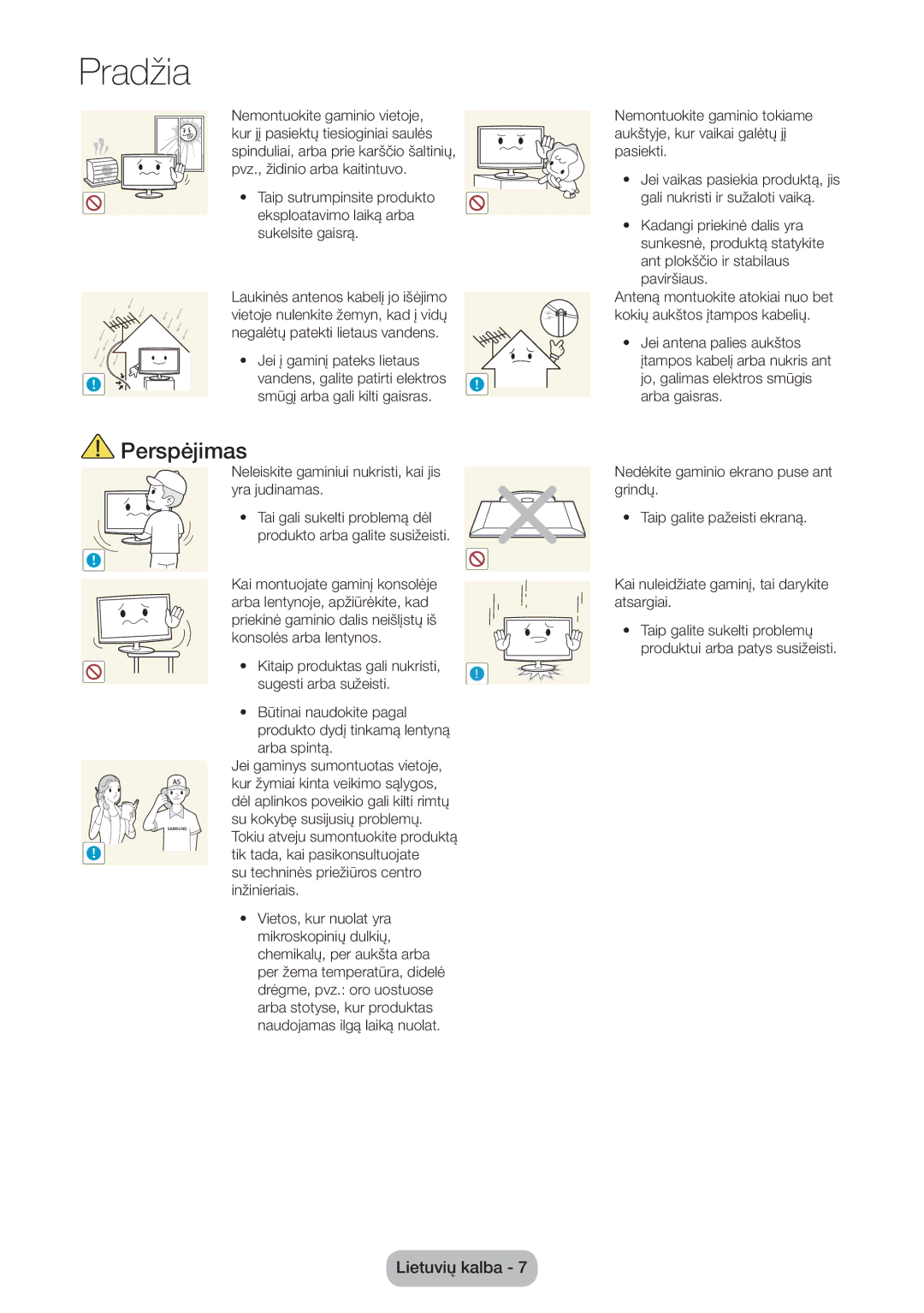 Samsung LT27B750EW/EN manual Neleiskite gaminiui nukristi, kai jis yra judinamas 