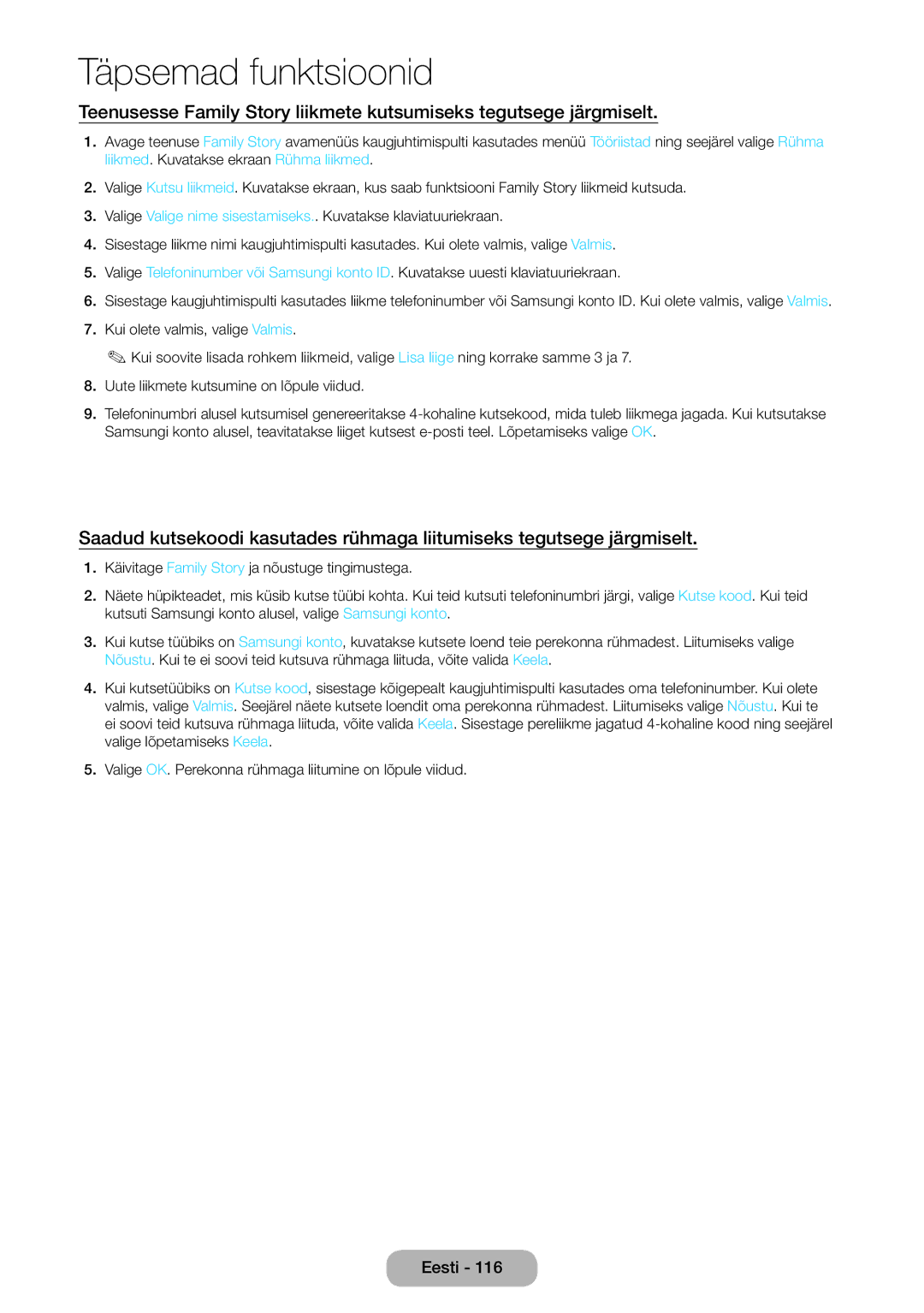 Samsung LT27B750EW/EN manual Täpsemad funktsioonid 