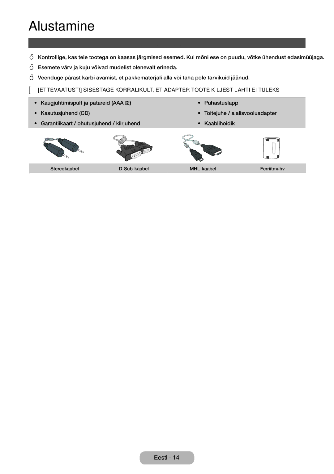 Samsung LT27B750EW/EN manual Tarvikud ja kaablid 