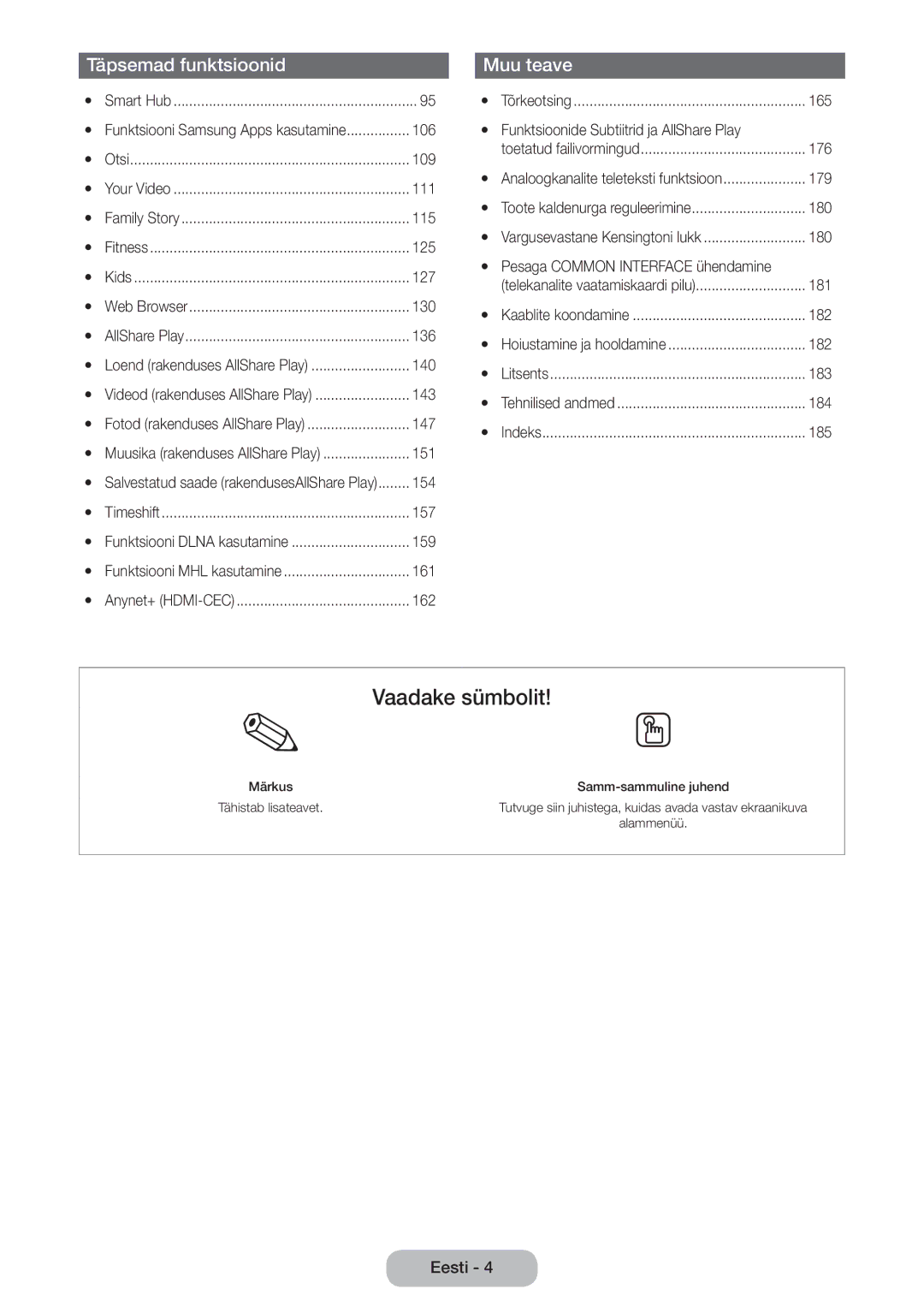 Samsung LT27B750EW/EN manual Vaadake sümbolit 