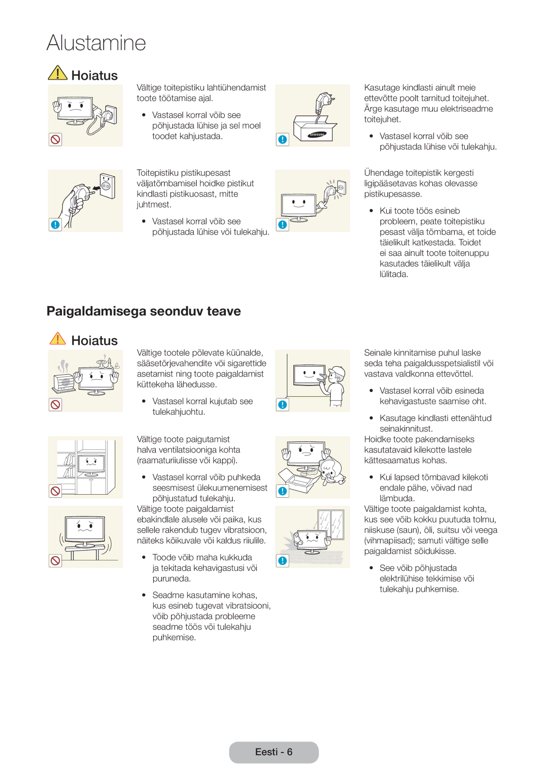 Samsung LT27B750EW/EN manual Paigaldamisega seonduv teave 