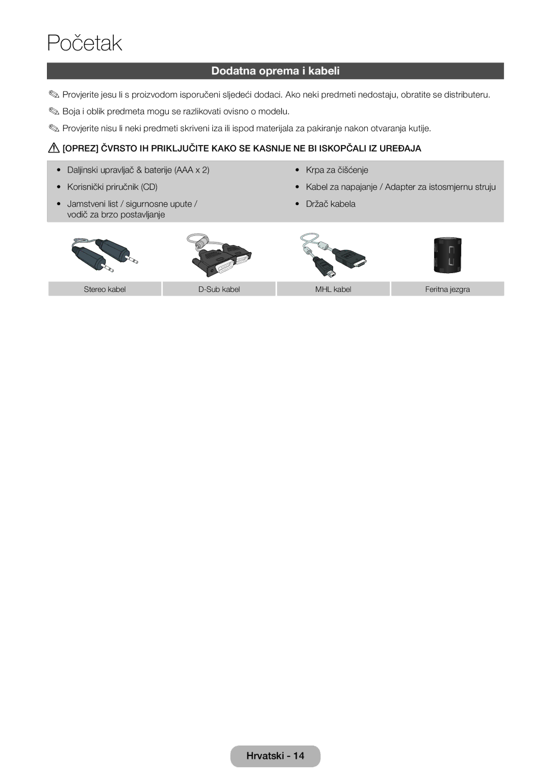 Samsung LT27B750EW/EN manual Dodatna oprema i kabeli 