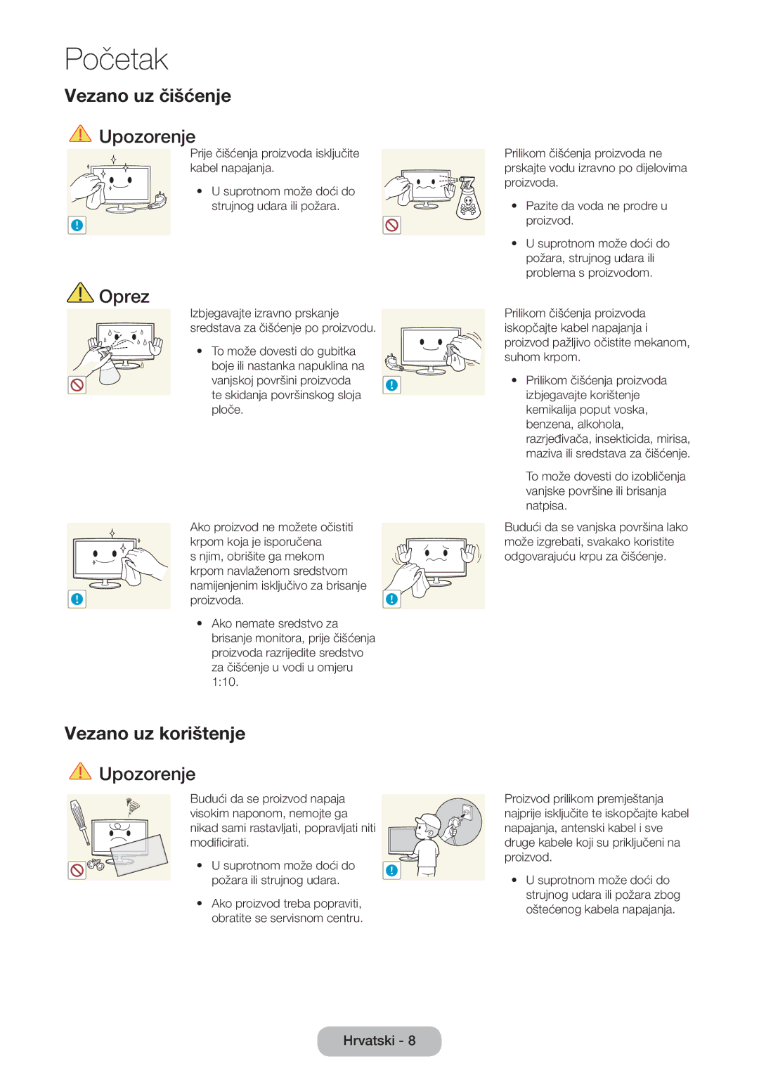 Samsung LT27B750EW/EN manual Vezano uz čišćenje 