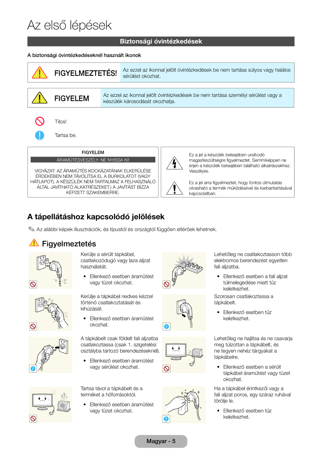 Samsung LT24B750EX/EN, LT27B750EWV/EN manual Biztonsági óvintézkedések, Készülék károsodását okozhatja, Tilos Tartsa be 