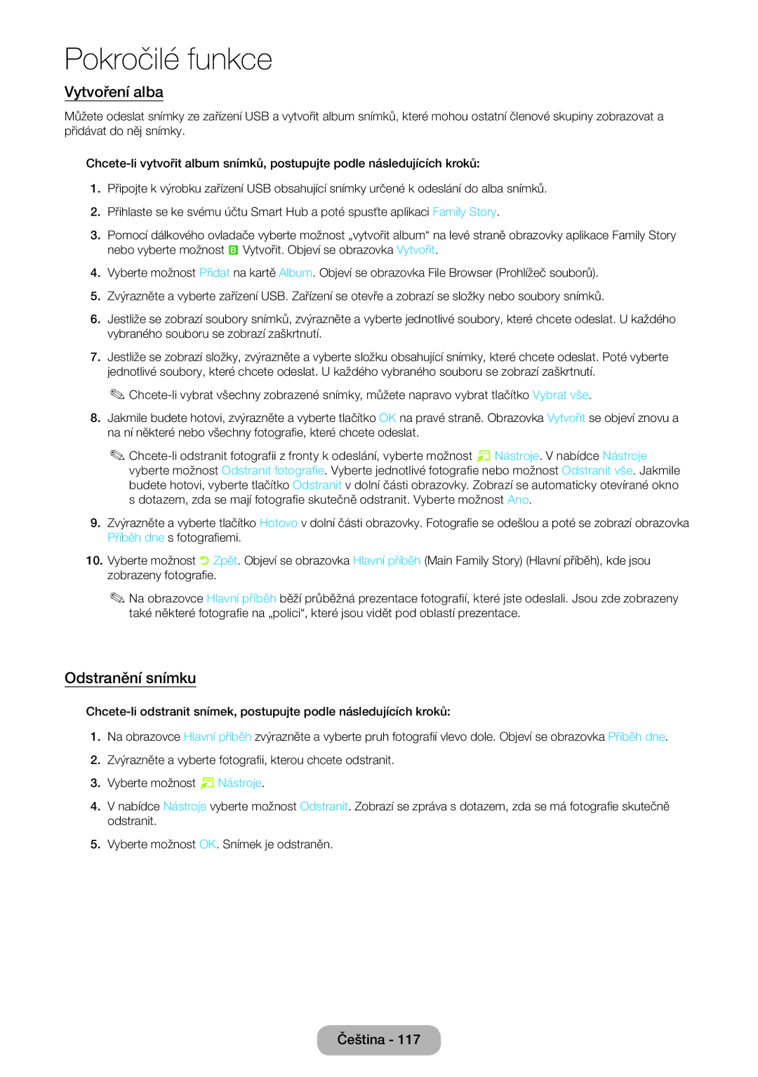 Samsung LT27B750EWV/EN, LT24B750EW/EN, LT27B750EW/EN manual Vytvoření alba, Odstranění snímku 