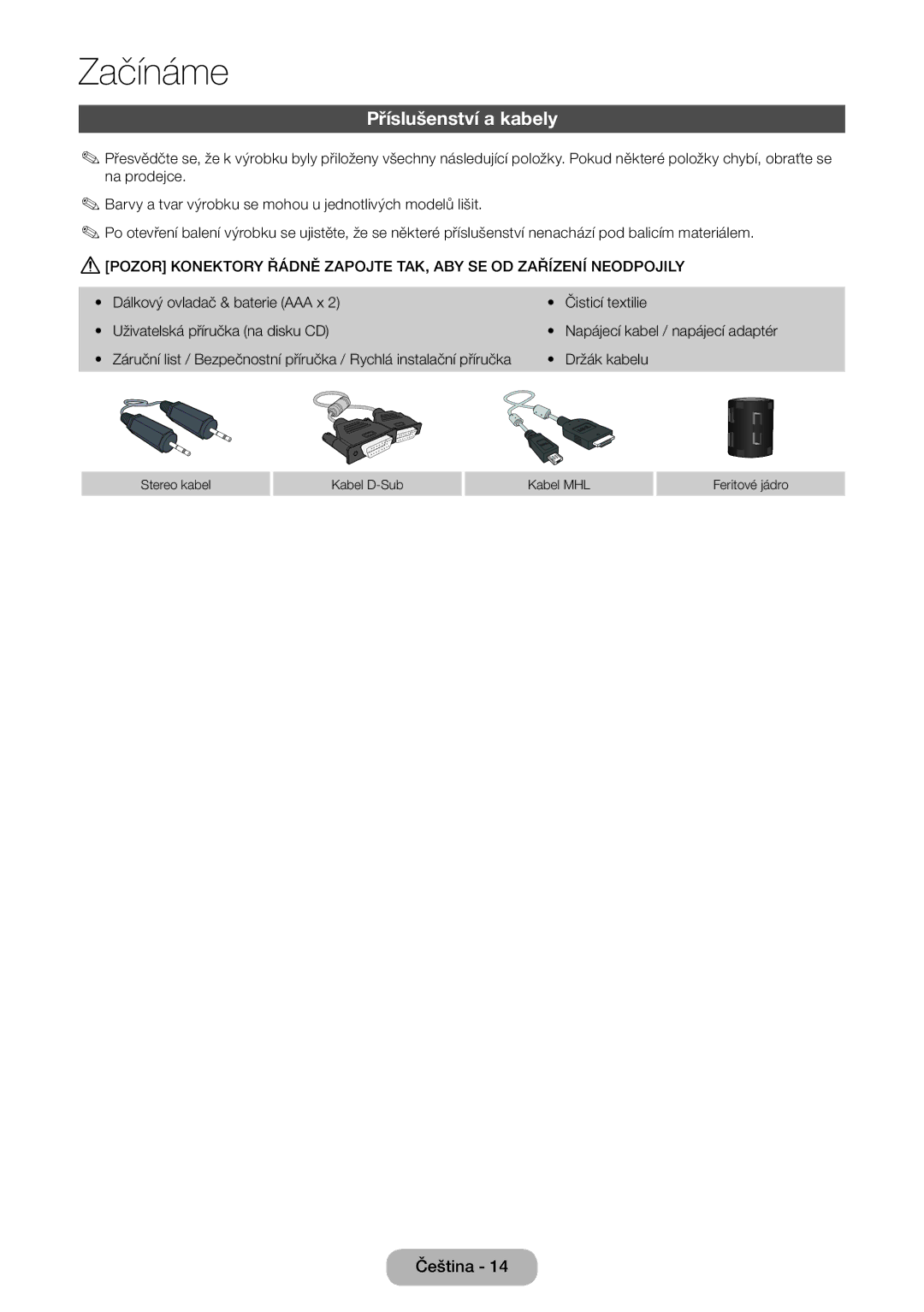 Samsung LT27B750EW/EN, LT27B750EWV/EN, LT24B750EW/EN manual Příslušenství a kabely 