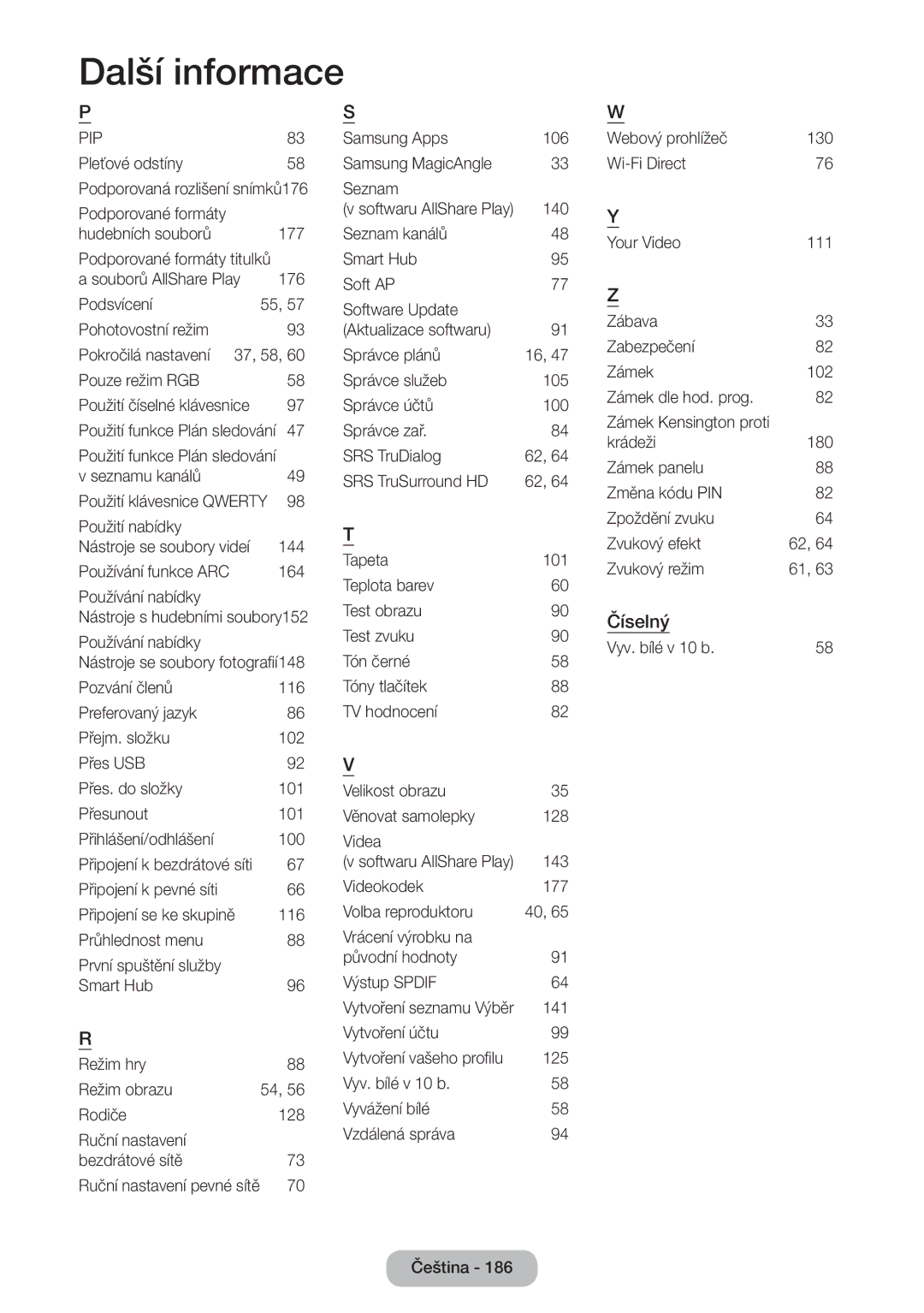 Samsung LT27B750EWV/EN, LT24B750EW/EN, LT27B750EW/EN manual 140 Y, 77 Z, Číselný 