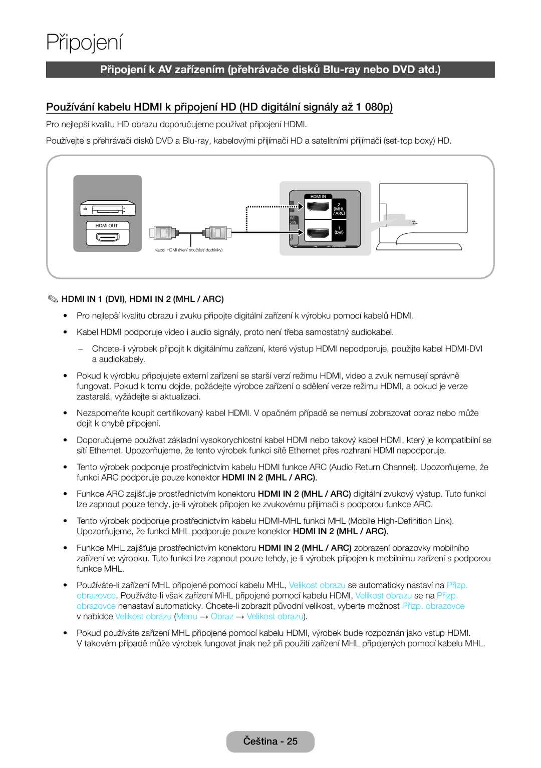 Samsung LT24B750EW/EN, LT27B750EWV/EN, LT27B750EW/EN manual Připojení 