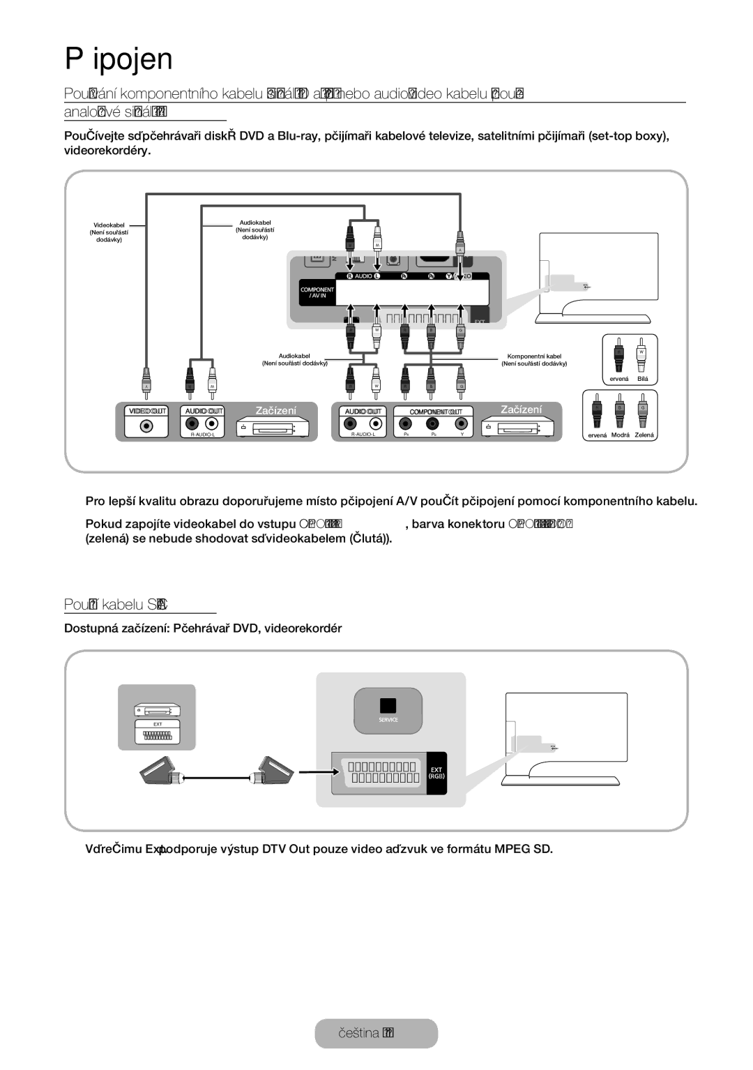 Samsung LT27B750EW/EN, LT27B750EWV/EN, LT24B750EW/EN manual Použití kabelu Scart 