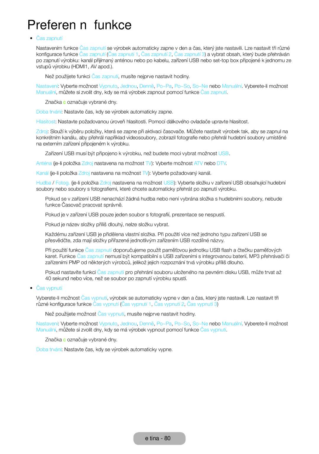 Samsung LT27B750EW/EN, LT27B750EWV/EN, LT24B750EW/EN manual Čas zapnutí, Čas vypnutí 