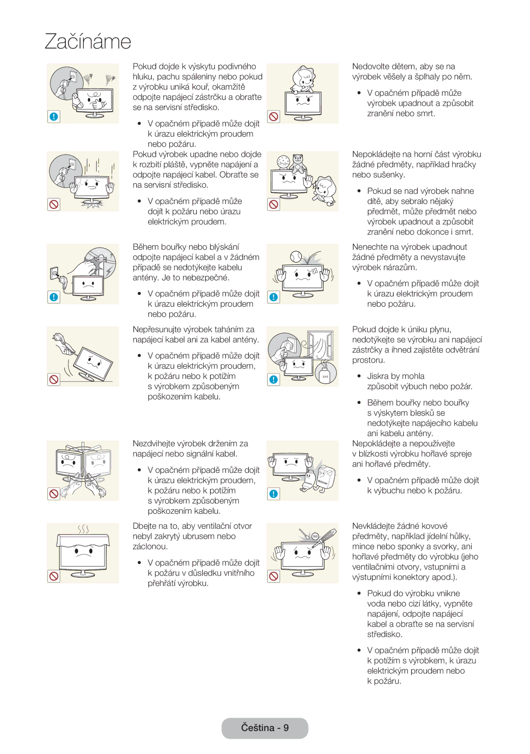 Samsung LT27B750EWV/EN, LT24B750EW/EN, LT27B750EW/EN manual Nezdvihejte výrobek držením za napájecí nebo signální kabel 