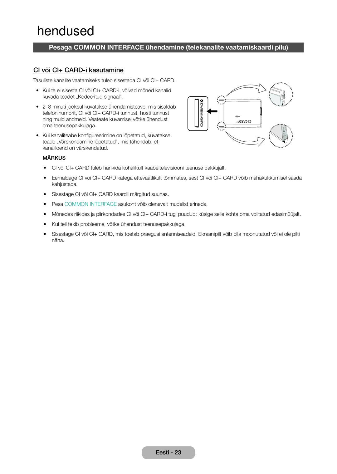 Samsung LT27C350EW/EN manual CI või CI+ CARD-i kasutamine 