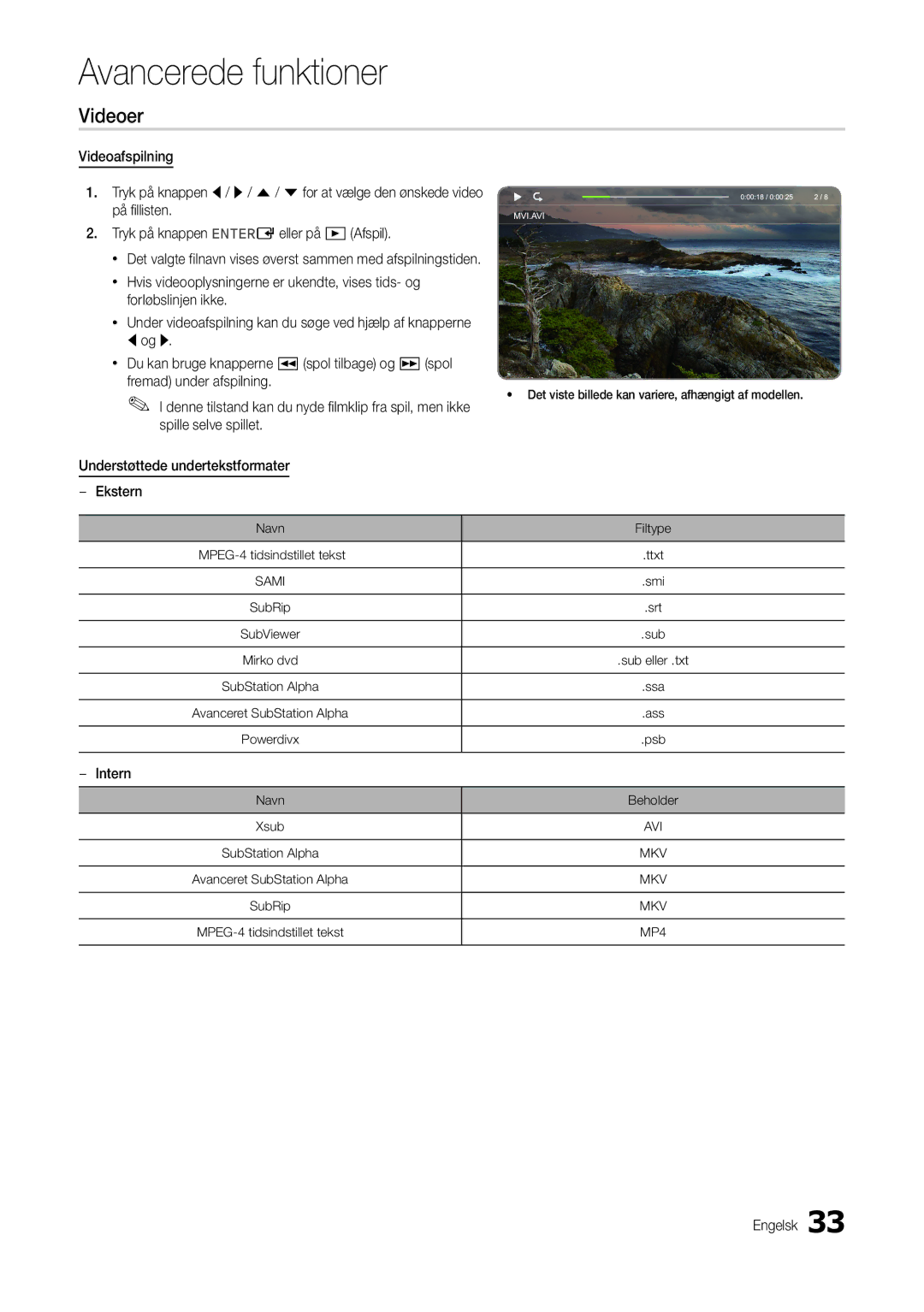 Samsung LT27C370EW/XE, LT24C300EW/XE, LT22C300EW/XE manual Videoer, Intern 