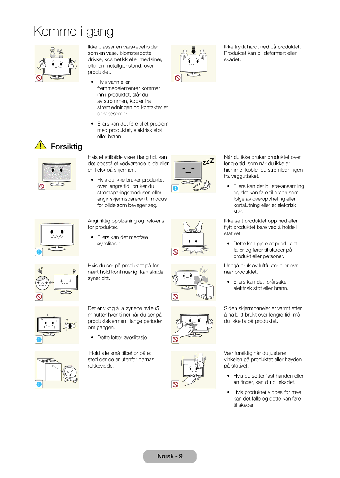 Samsung LT27C350EW/XE, LT27C370EW/XE, LT24C350EW/XE, LT23C350EW/XE manual Dette letter øyeslitasje 