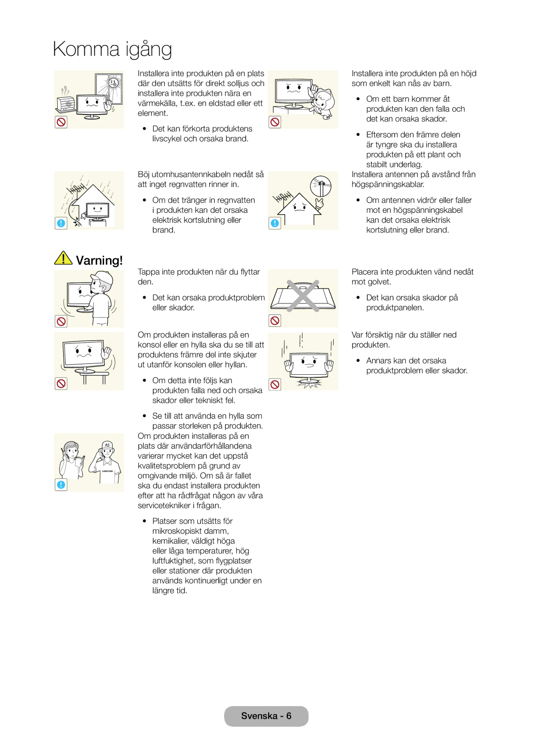 Samsung LT24C350EW/XE Om produkten installeras på en, Plats där användarförhållandena, Varierar mycket kan det uppstå 