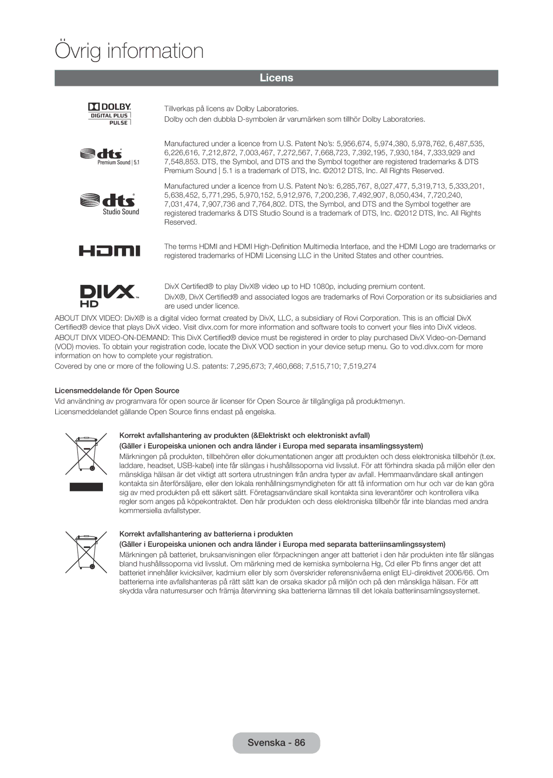 Samsung LT24C350EW/XE, LT27C370EW/XE, LT27C350EW/XE, LT23C350EW/XE manual Licens 