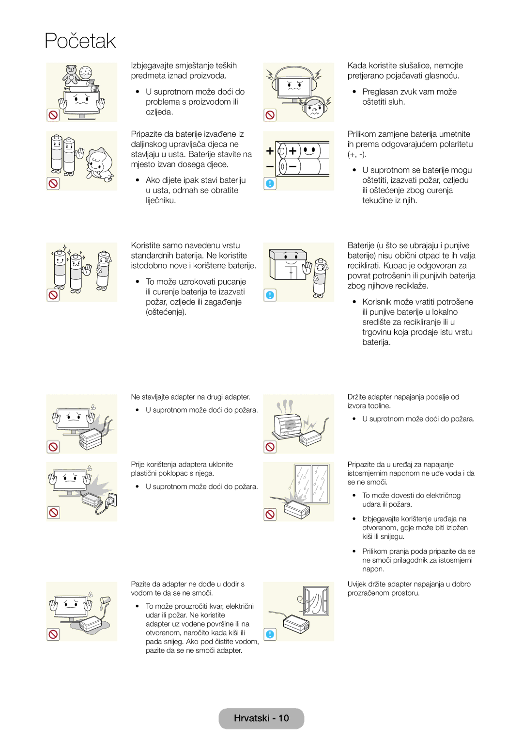 Samsung LT22D390EW/EN, LT27D390EW/EN, LT24D391EW/EN, LT24D390EW/EN Izbjegavajte smještanje teških predmeta iznad proizvoda 