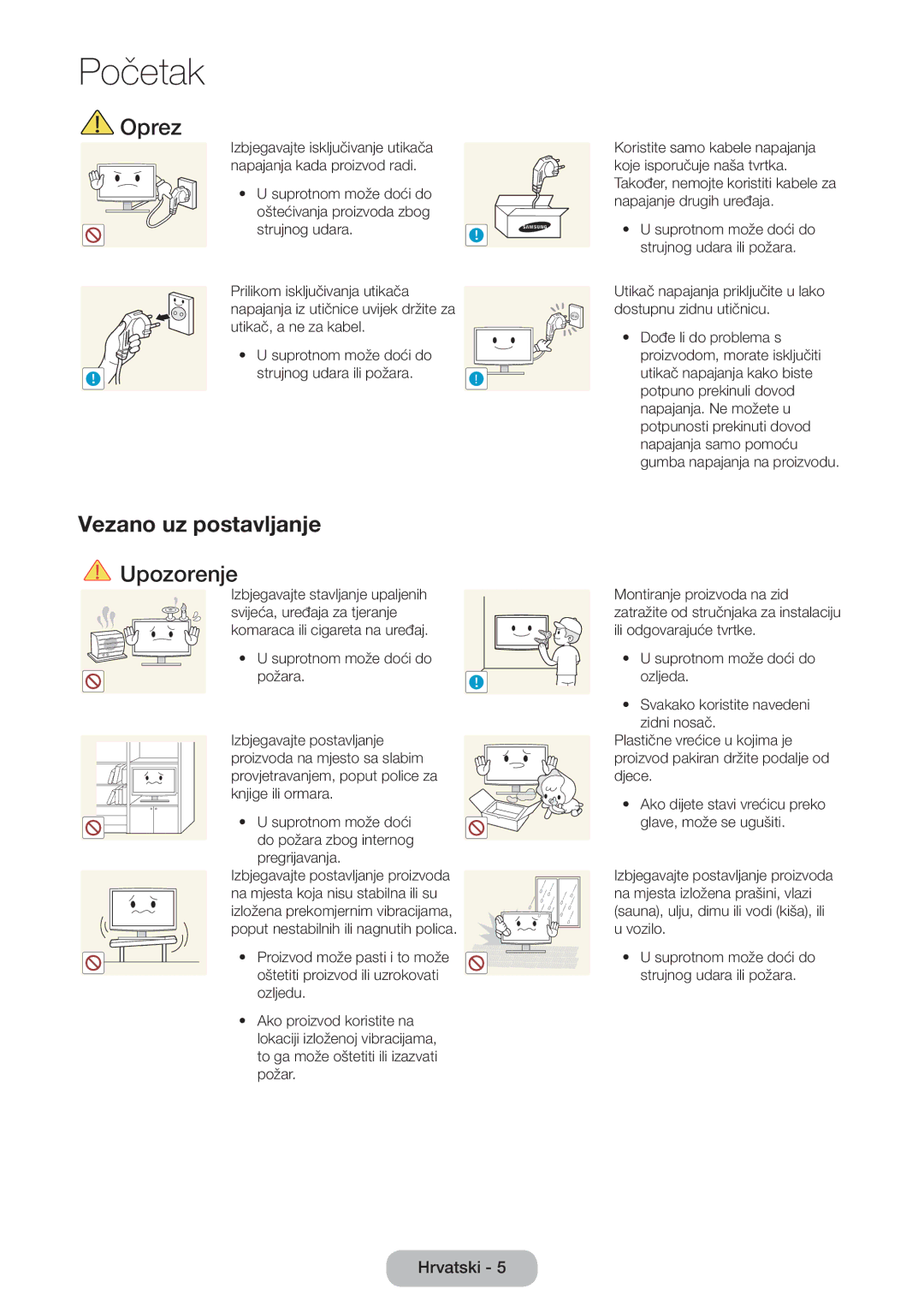 Samsung LT24D391EW/EN, LT27D390EW/EN, LT22D390EW/EN, LT24D390EW/EN manual Oprez, Vezano uz postavljanje 