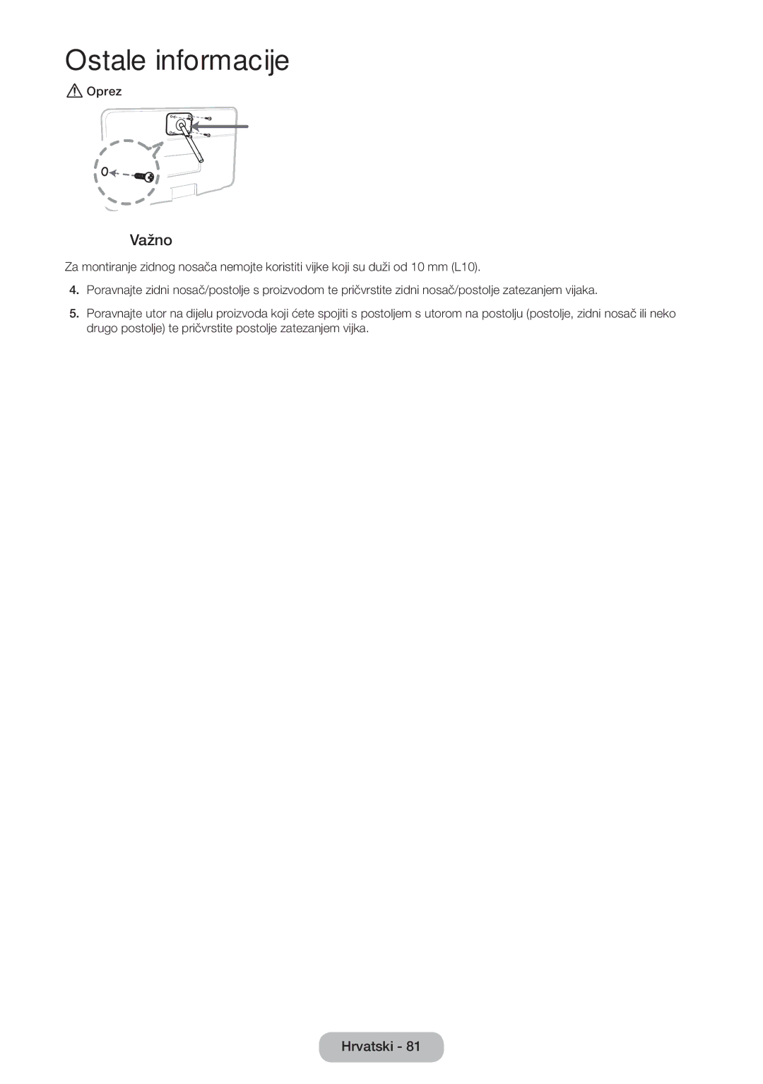 Samsung LT24D391EW/EN, LT27D390EW/EN, LT22D390EW/EN, LT24D390EW/EN manual Važno 